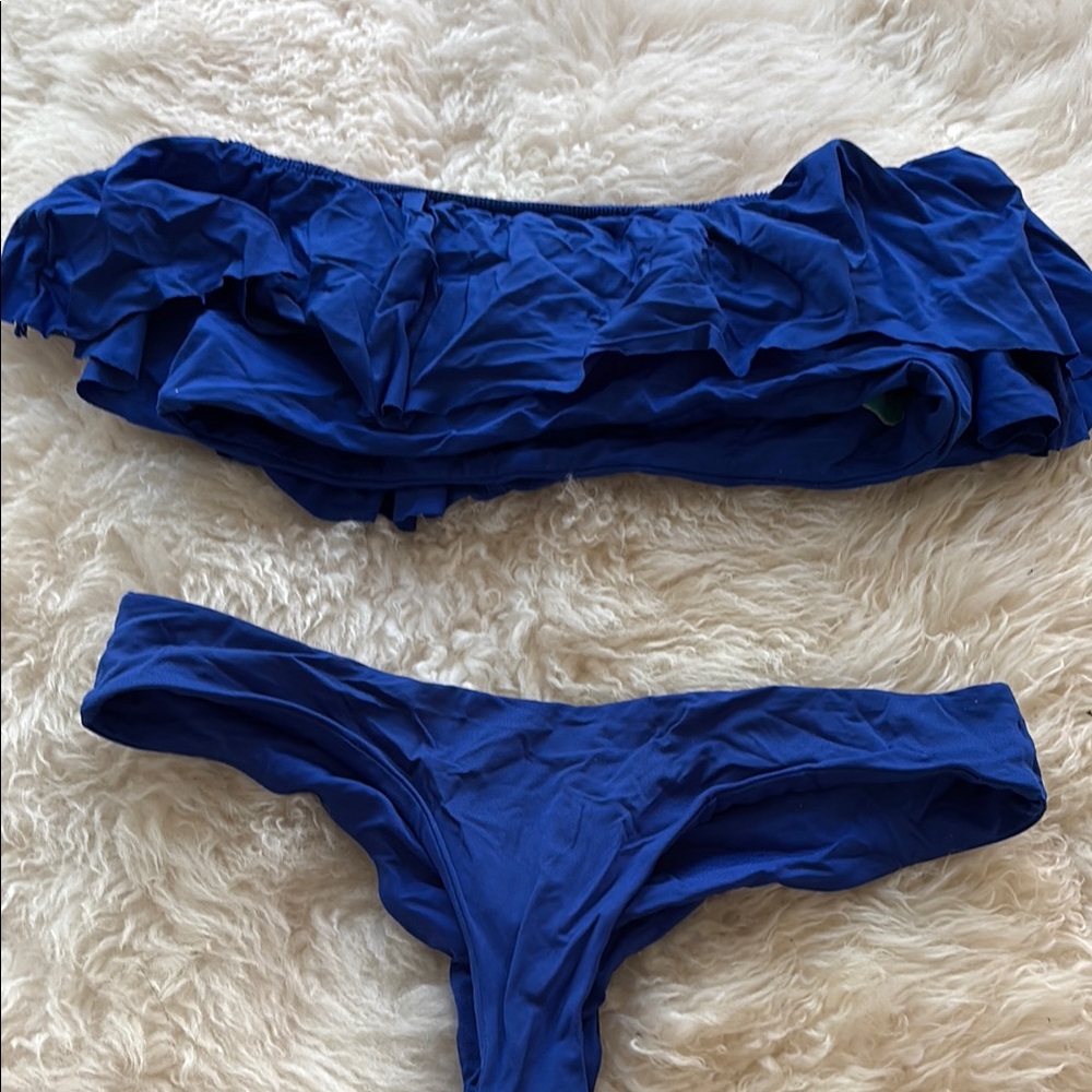 Blue Ruffled Bikini Set